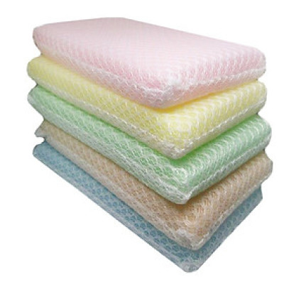 Combo Giá Để Nước Rửa Bát 2 Ngăn + Set 5 miếng xốp rửa bát bọc lưới nội địa Nhật Bản