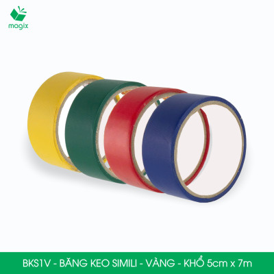 BKS1V - 1 cuộn băng keo Simili khổ 5cm x 7m - Vàng - Băng dính dán gáy sách, đóng cuốn