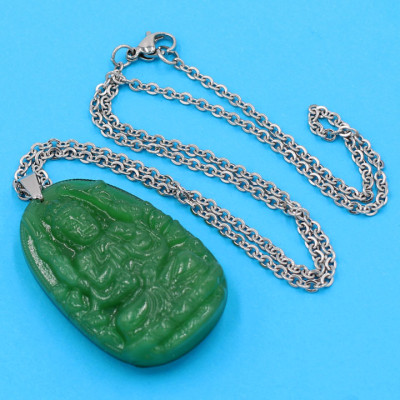 Dây chuyền phật Thiên Thủ Thiên Nhãn - thạch anh xanh 5cm DITTXN8 - dây inox - tuổi Tý