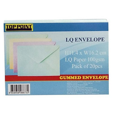Bao Thư Màu Giấy Thơm Toppoint 11.4 x 16.2cm - Xanh (20 Cái/Lốc)