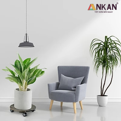 Combo 2 Kệ Để Chậu Cây Có Bánh Xe Tròn Gu Màu Đen Sang Trọng Đường Kính 30cm, Dùng Làm Đôn Chậu Cây Cảnh Tiêu Chuẩn Xuất Khẩu Châu Âu, Thương Hiệu ANKAN