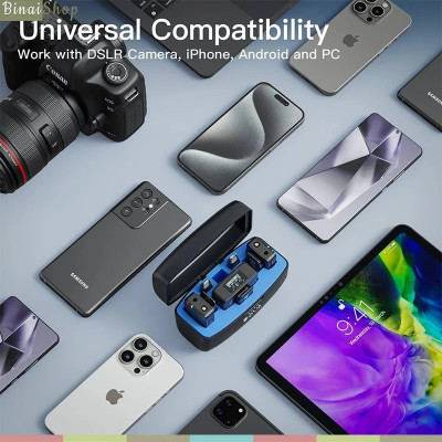 BOYAMIC - Micro Cài Áo Không Dây 2,4 GHz Có Chức Năng Ghi Âm Tích Hợp, Bộ Nhớ 8GB Dành Cho Điện Thoại, Máy Ảnh, Máy Tính - Hàng chính hãng