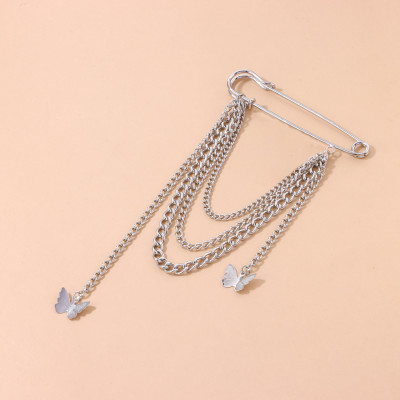 Cài áo xích chuỗi titan thả tua rua cánh bướm sành điệu ấn tượng sang trọng lịch lãm trẻ trung