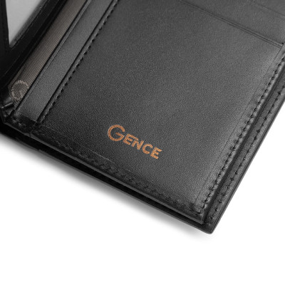 Ví Nam Da Thật Hàng Hiệu GENCE C15 Chất Liệu Da Bò Cao Cấp Màu Đen Dáng Dọc