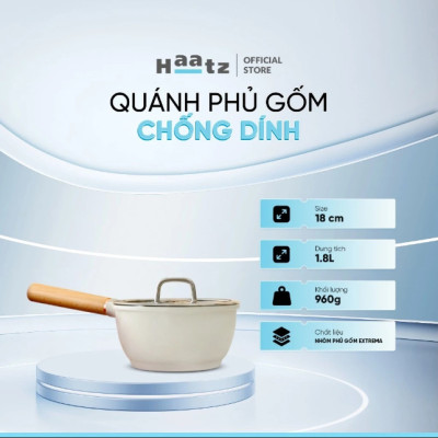 Quánh Phủ Gốm Chống Dính Haatz - Made In Korea Dùng Trên Mọi Loại Bếp - Bảo Hành Chính Hãng 2 Năm