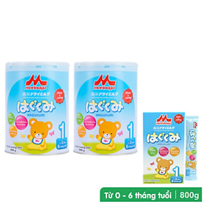 Combo 2 lon và 1 Hộp sữa Morinaga số 1 (Hagukumi) cho trẻ từ 0 - 6 tháng