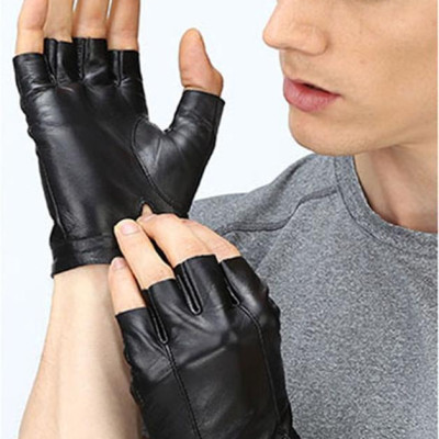 Găng tay nam hở ngón BHY5293 Găng tay phượt, da cừu thật. thoái mái lái xe.