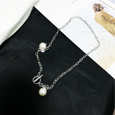 Vòng cổ titan mix ngọc trai thời trang nam nữ