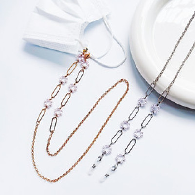Dây đeo gọng kính chuỗi giữ kính charm hoa hạt châu ấn tượng phụ kiện thời trang hot trend
