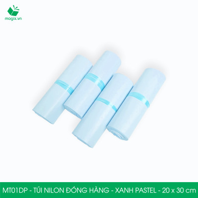 MT01DP - 20x30 cm  - Túi nilon gói hàng - 200 túi niêm phong đóng hàng màu xanh pastel