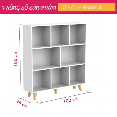 Giá sách bằng gỗ trang trí gia đình SMLIFE Brodeur
