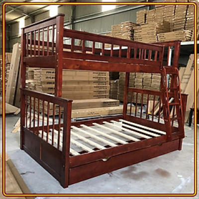 Giường 3 tầng màu nâu Tundo trên 1m dưới 1m2