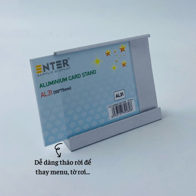 Bảng thông tin để bàn nhôm Enter AL31 100x75mm, Khung thông tin sản phẩm, Khung bảng giá, Kệ trưng bày để bàn