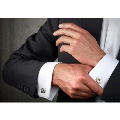 Khuy Cài tay áo Măng Set cao cấp đính đá - cufflinks , tặng kèm hộp nhỏ, hình bức tranh