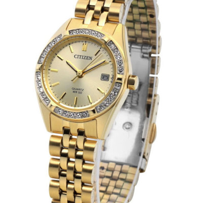 Đồng Hồ Nữ Citizen Đính Đá Swarovski Dây Thép Không Gỉ EU6062-50P - Mặt Vàng