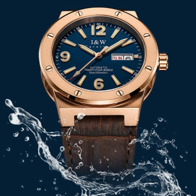 Đồng hồ nam chính hãng IW CARNIVAL IW589G-3 Kính sapphire ,chống xước,Chống nước ,Bảo hành 24 tháng,Máy cơ (Automatic),Dây da cao cấp,thiết kế lộ cơ thể thao