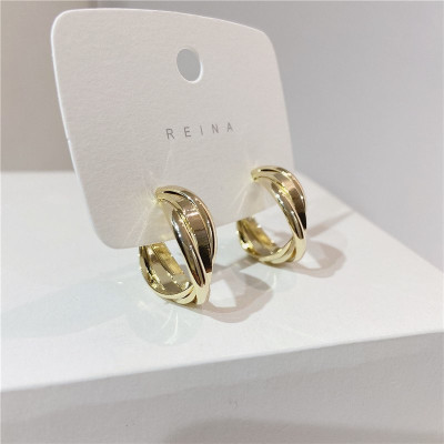 Earring, Bông tai nữ vòng tròn màu vàng