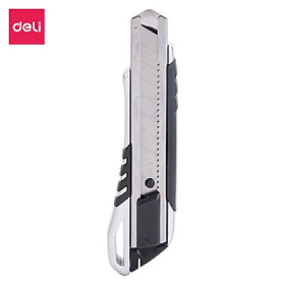 Dao rọc giấy Deli cao su mềm, loại 8 lưỡi tách rời, Bạc - 1 cái - E2057