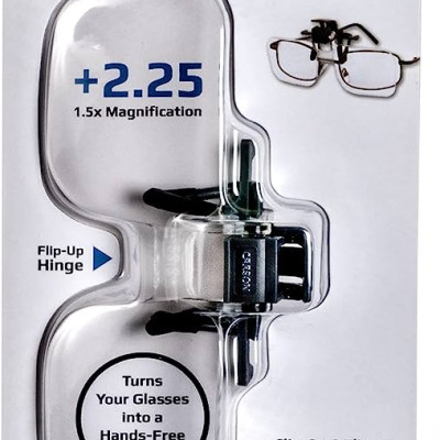 Kính lúp đọc sách, sửa chữa kẹp mắt kính Carson OD-10 Clip&Flip 1.5x (+2.25 Điốp) (Hãng Carson - Mỹ)
