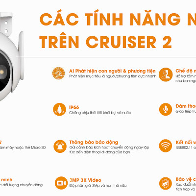 Camera IP Wifi IMOU Cruiser GS7EP 3MP và 5MP có màu ban đêm, đàm thoại 2 chiều - Hàng chính hãng