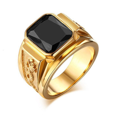 Nhẫn nam titan thời trang chạm rồng 2 bên trangsucpt đá xanh dương inox thép không gỉ PTNNA252