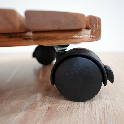 Đế Lót Chậu Cây Có Bánh Xe Thương Hiệu ANKAN, Đế Để Chậu Cây, Có Bánh Xe, Mặt Tròn Bằng Gỗ Tràm, Màu Vàng Đường Kính 30 Cm, Tải Trọng 80kg - Dễ Dàng Đẩy Cây Ra Ngoài Phơi Nắng, Dọn Dẹp Sân Vườn Khi Trời Mưa