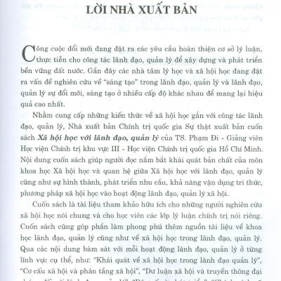 Xã Hội Học Với Lãnh Đạo, Quản Lý