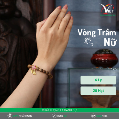 Vòng Trầm Nữ Thiên Nhiên - Đính Hoa Vàng Tĩnh Điện - Thanh Lịch