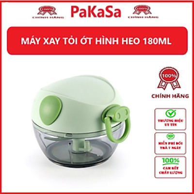 Máy Xay Tỏi Ớt Cầm Tay 180ml Thiết Kế Hình Chú Heo Siêu Dễ Thương, Máy Xay Đa Năng Đồ Ăn Dặm Dạng Kéo Mini Đa Năng 