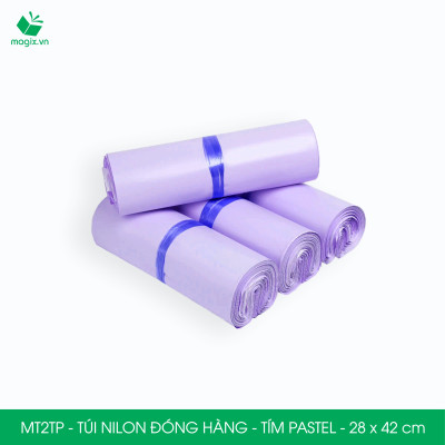 MT2TP - 28x42 cm  - Túi nilon gói hàng - 300 túi niêm phong đóng hàng màu tím pastel