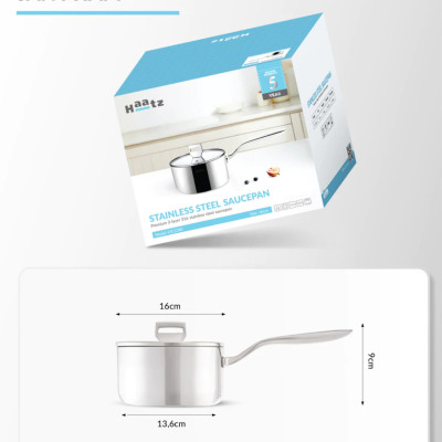 Quánh Inox316 Đúc Đáy Liền 3 Lớp Haatz CIC1240 Size 16cm - Hàng Chính Hãng Bảo Hành 5 Năm