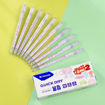 Hộp 12 Bút Gel Quick Dry 0.5 mm - Thiên Long GEL-045/KM - Mực Tím