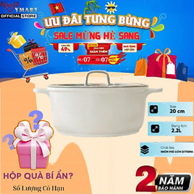 Nồi Phủ Gốm Chống Dính Đáy Từ Haatz Size 20cm - Công Nghệ Hàn Quốc, Dùng Mọi Loại Bếp - Bảo Hành 2 Năm
