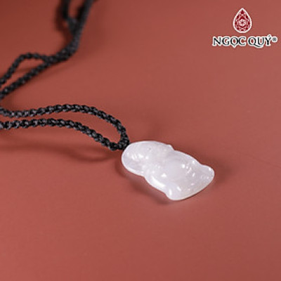 Mặt dây chuyền thần tài cẩm thạch bạch ngọc type A 32x18mm mệnh thủy kim - Ngọc Quý Gemstones