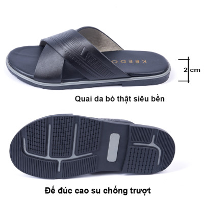 Dép da nam quai chéo cao cấp siêu bền KEEDO PK015
