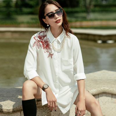 Áo Sơ Mi Nữ Oversized Áo Thêu TOP120 Thời trang thiết kế Hity (Trắng Kim Cương)
