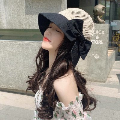 Nón nữ đi biển đẹp mũ rộng vành chống nắng UV cho nữ chất liệu cói vải gấp gọn dona2203204