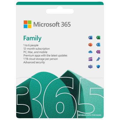 KEY ĐIỆN TỬ Phần mềm Microsoft 365 Family EP2-36890 | 12 tháng | Dành cho tối đa 6 người | 5 thiết bị/tài khoản| Word, Excel, PowerPoint | 1TB OneDrive