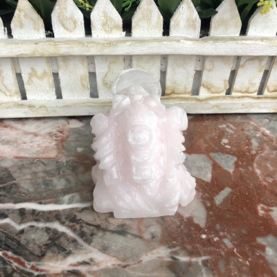 Tượng Cóc Ba Chân, Cóc Ngậm Tiền, Thiềm Thừ phong thủy chiêu tài lộc đá thạch anh hồng - Dài 7 cm