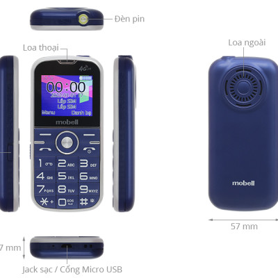 Điện thoại Mobell F209 4G ,Loa to, Phím lớn - Hàng chính hãng