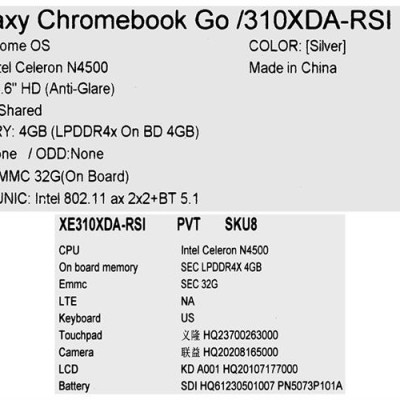 Máy Tính Xách Tay Laptop Samsung Galaxy Chromebook Go XE310XDA N4500/4GB/32GB/ChromeOS - Hàng Chính Hãng