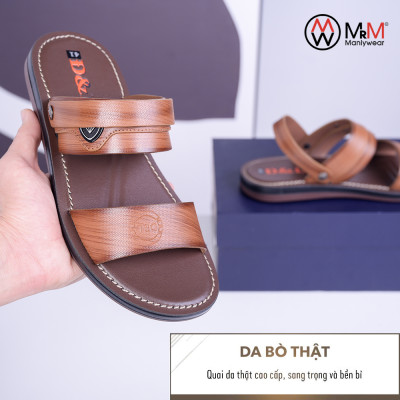 Dép Sandal Nam Da Bò Đế Cao Su Nguyên Khối, Đường May Chắc Chắn, Mềm Mại Êm Chân MRM Manlywear