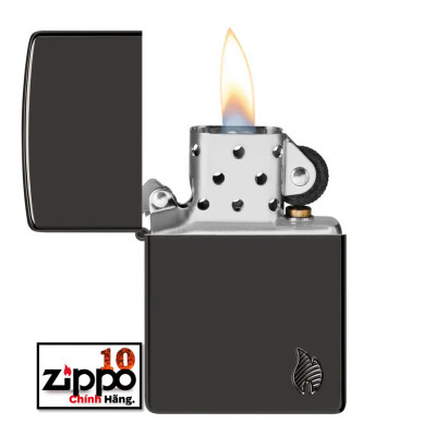 Bật lửa Zippo 46402 Armor High Polish Black Flame Design - Chính hãng 100%