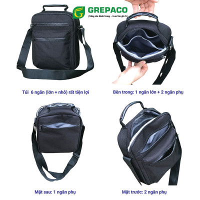 Túi Đeo Chéo Grepaco Nam Nữ Unisex Vải Bố Canvas Thời Trang Hàn Quốc Đa Năng Đựng Điện Thoại Máy Tính Bảng Mini Chống Thấm Xước Nhiều Ngăn Khóa Kéo YKK, Phù Hợp Nhiều Kiểu Xách Đeo Khác Nhau - Hàng Chính Hãng