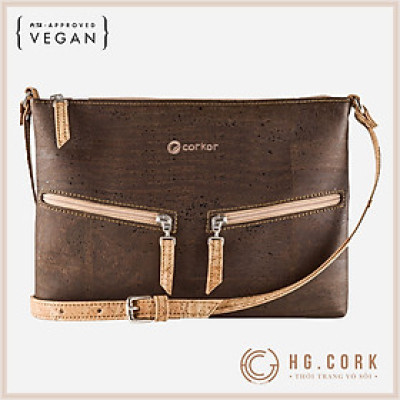 Túi Đeo Chéo Nữ Cao Cấp Phối Khóa - SMALL CROSSBODY PURSE - HGcork Corkor CK159 - Vật liệu da cork thực vật thuần chay - Sản phẩm Handmade, Sản xuất tại Bồ Đào Nha