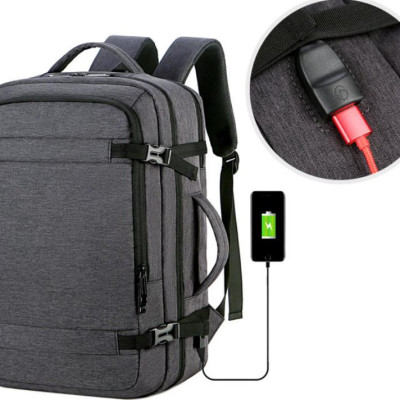 Ba lô nam thông minh đa năng siêu cao cấp nam sạc USB tiện dụng chứa máy tính 14 đến 17 inh - xám đá