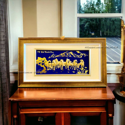 Tranh ngựa mã đáo thành công dát vàng MT Gold Art- Hàng chính hãng, trang trí nhà cửa, quà tặng sếp, đối tác, khách hàng.