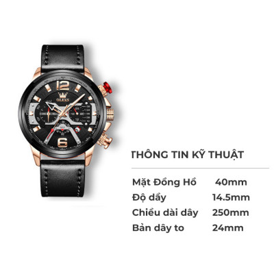 Đồng Hồ Nam Olevs 9915 Mạ Vàng Phong Cách Sang Trọng, Chạy Đủ 6 Kim, Dây Da, Có Dạ Quang và Lịch Ngày - Hàng Chính Hãng
