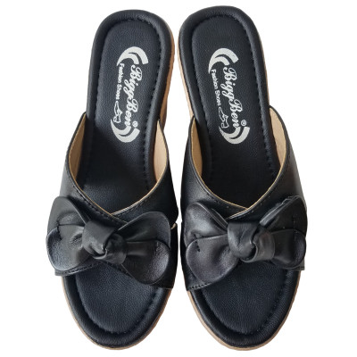 Dép Đế Xuồng Nữ BIGBEN Da Bò Thật Cao 9 Phân DX55