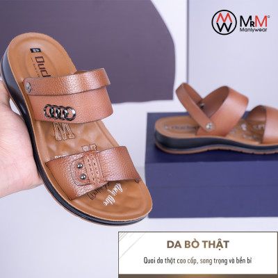 Dép Sandal Nam Da Bò - DC03 Đế Cao Đúc Nguyên Khối, Đường Khâu Chắc Chắn, Đế Massage Mềm Mại Êm Chân